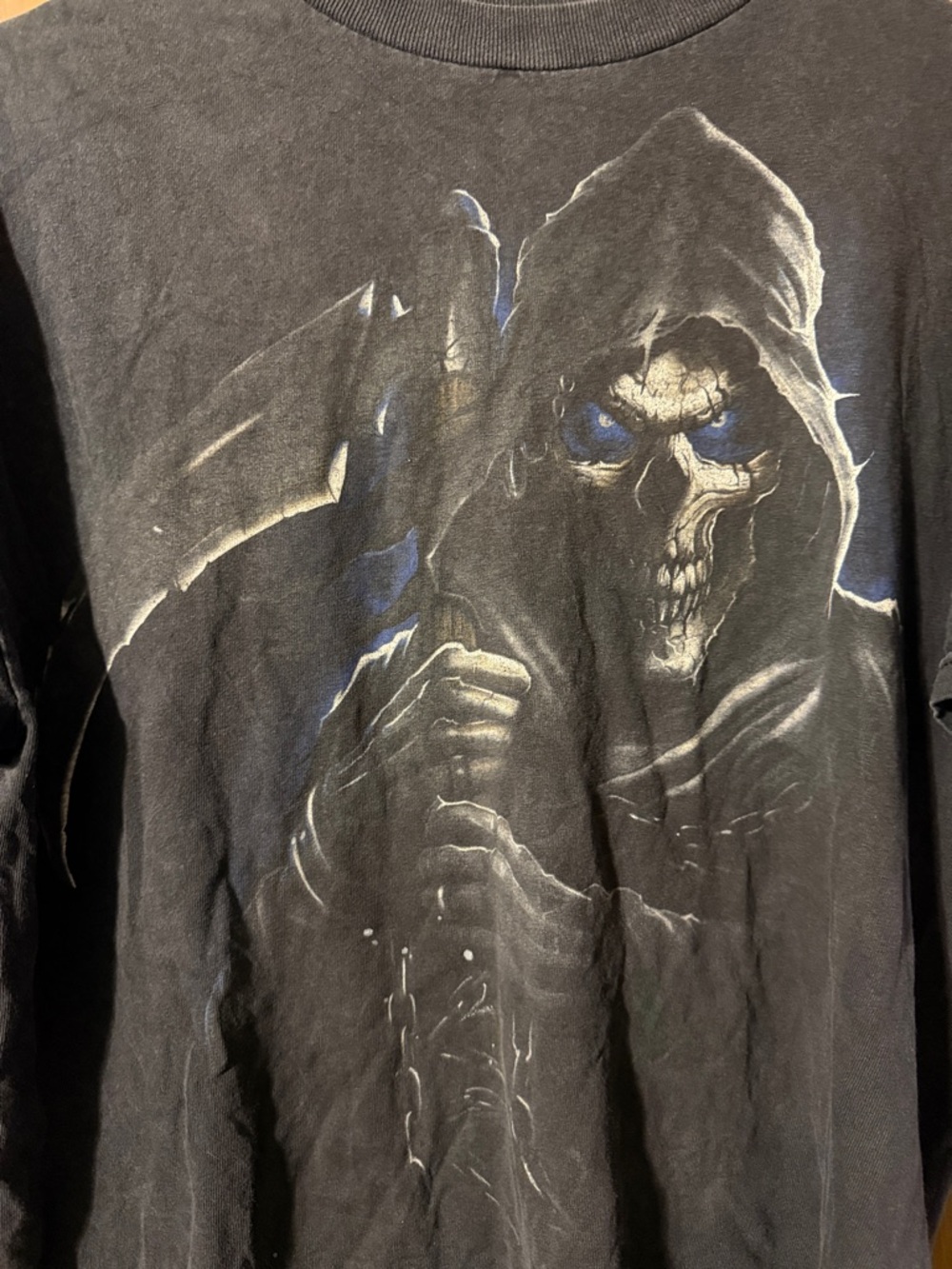 Men's Black Graphic Reaper Skull Short Sleeve Tee Size Medium
